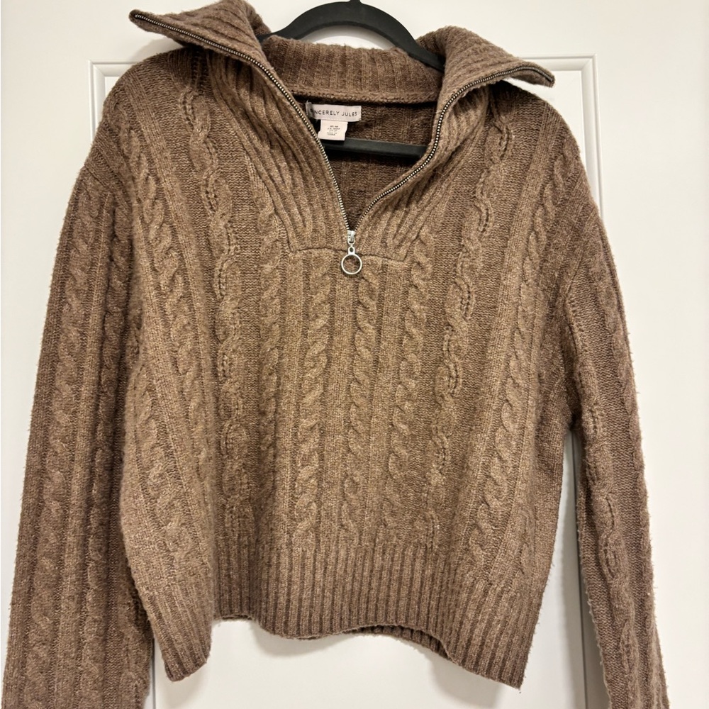 Sincerely Jules Cable Knit Zip Sweater